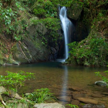 "Waterfall in Cockscomb Basin" (2) (Belize)